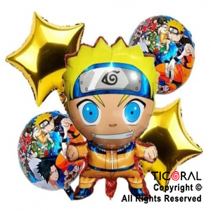 SET DE GLOBOS METALIZADO NARUTO 5 UNIDADES X 1